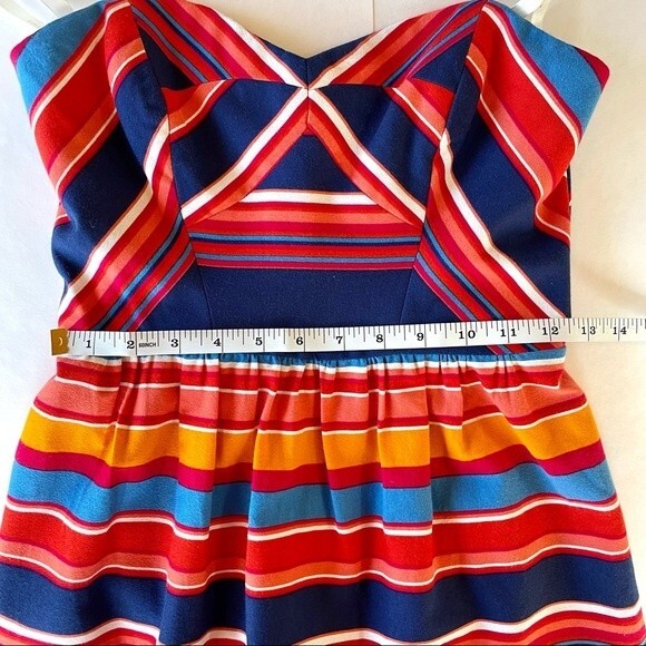 LAST CHANCE NWT Shoshanna Frannie Silk Blend Strapless Striped Dress - Size 0 - Picture 13 of 13